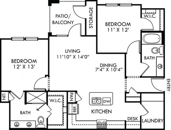 Elkland. 2 bedroom apartment. Kitchen with island open to living/dinning rooms. 2 full bathrooms, double vanity in master. Walk-in closet. Patio/balcony.