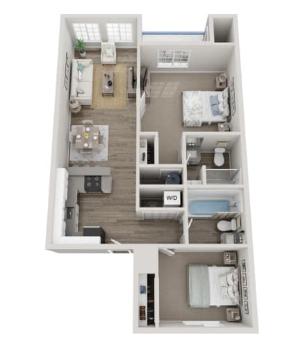 Floor Plan  A floor plan of a two bedroom apartment in Edmonds, WA.