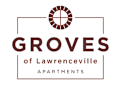 A logo for Groves of Lawrenceville Apartments is displayed.