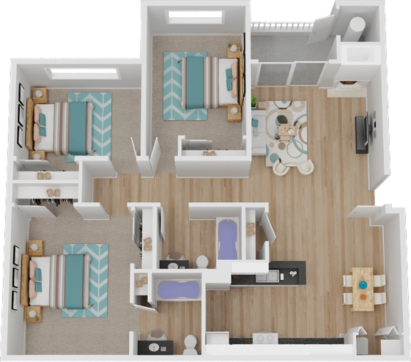 3C 3 Bed 2 bath Floor Plan at Marina Village Apartments, Sparks, NV