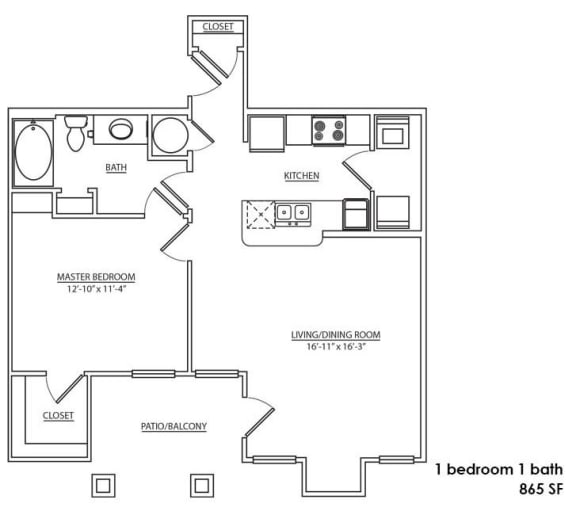 Floor Plan  1L - 1M Floor Plan at Hurstbourne Estates, Louisville, Kentucky
