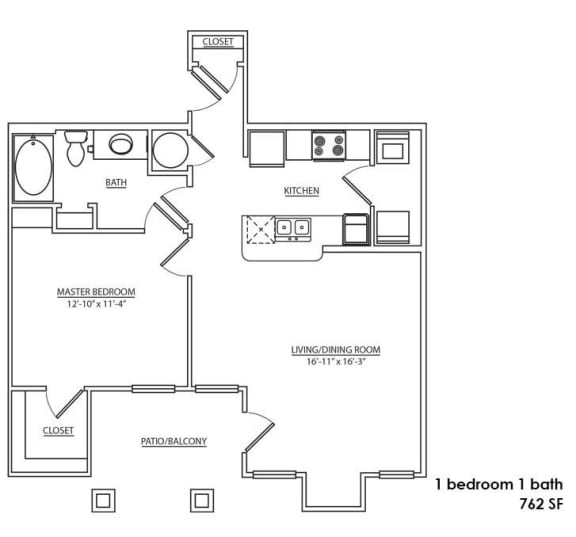 Floor Plan  1F - 1G Floor Plan at Hurstbourne Estates, Louisville, KY, 40223