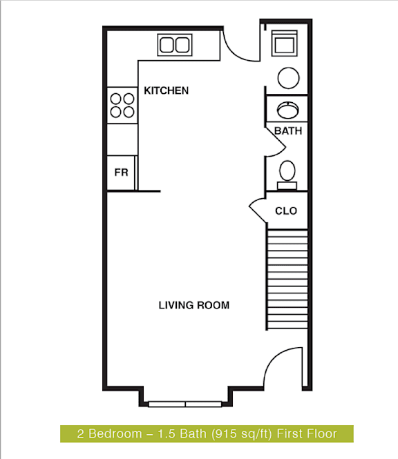 Floor Plan  2 Bedroom/1.5 Bathroom-Townhome