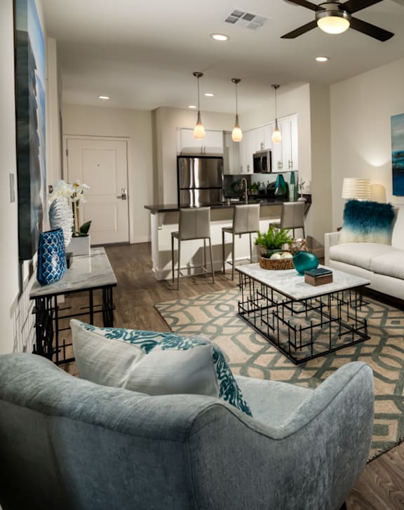 Metro at Main Apartments in Corona, California Model Living Room