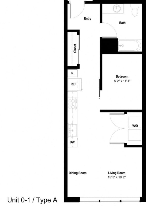 The Danforth Apartments 0-1B ADA Floor Plan