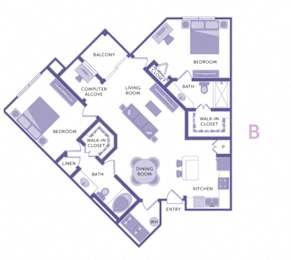2 Bed 2 Bath Floor Plan at City View, Orlando