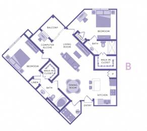 2 Bedroom 2 Bath Plan B at City View, Orlando, Florida