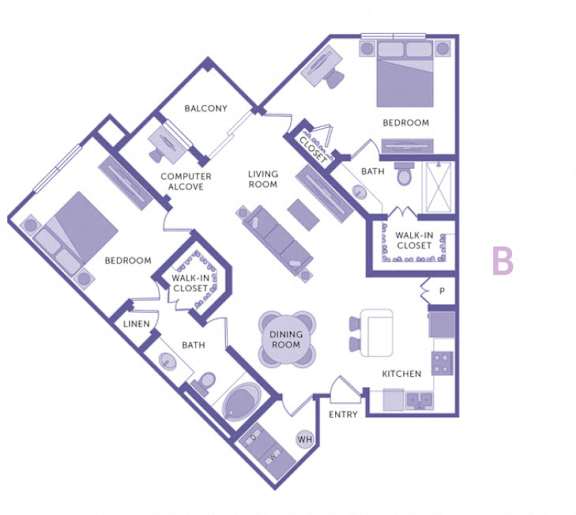 2 Bed 2 Bath Floor Plan at City View, Orlando