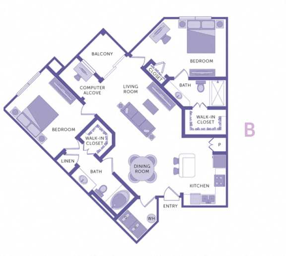2 Bedroom 2 Bath Plan B at City View, Orlando, Florida