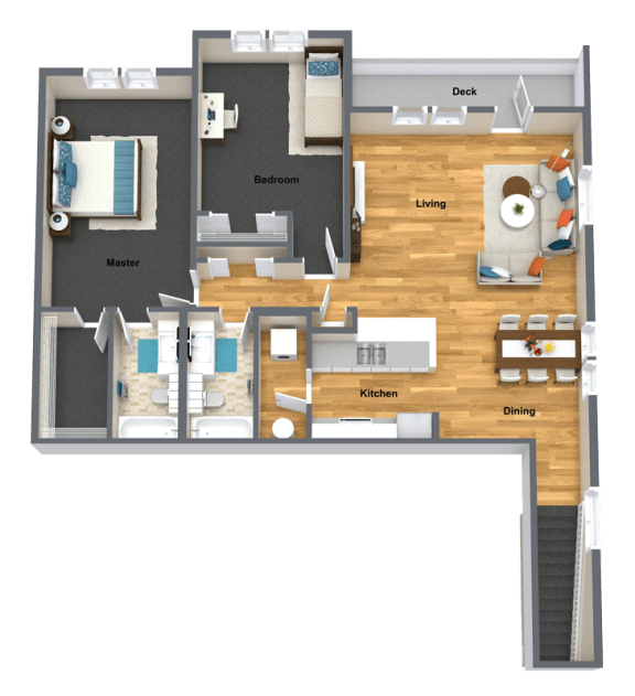 Floor Plan  Riesling Two Bed Two Bath Floor Plan at The Brix Apartments, Spokane Valley