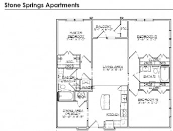 3B2B Floor Plan at Stone Springs Apartments, Sterling, VA