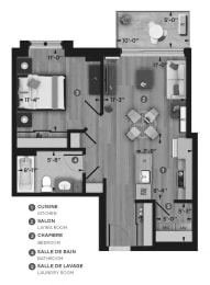 Floor Plan  1 bedroom 1 bathroom apartment floor plan at La Voile Pointe-Claire in Pointe Claire, QC