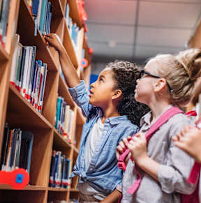 children in library