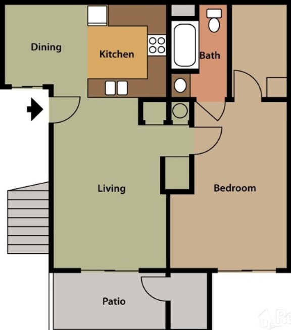 Floor Plan 1 plus 1  at The Oaks Apartments, Upland, CA