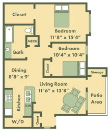 two bedroom apartment floor plan