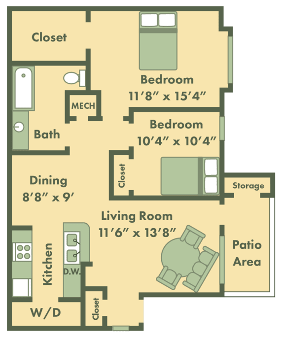 two bedroom apartment floor plan