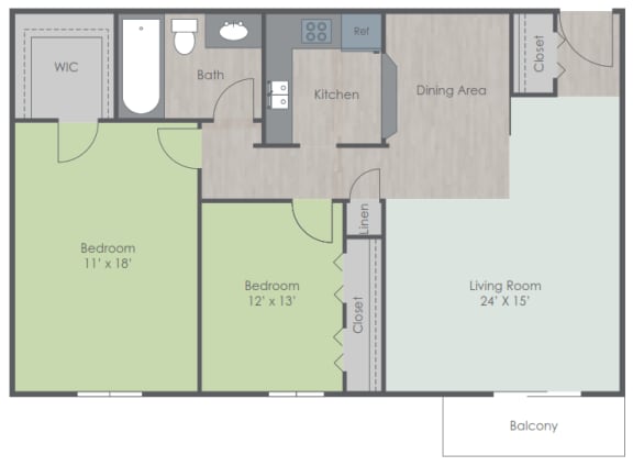 Floor Plan  2 Bed 1 Bath