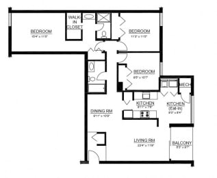  Floor Plan C1 - 3 Bed 2 Bath