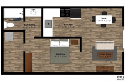 1 bed 464 sqft Floor Plan at -The Lodge-, Colorado, 80303