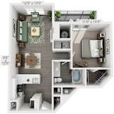 1 Bedroom Floor Plan with 760 Sq. Ft. at Ashford Green Apartment Homes Charlotte NC