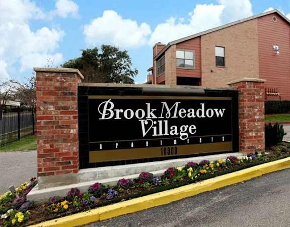 Sign at Brook Meadow Village Apartments , Austin, Texas