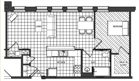  Floor Plan 1 Bed, 1 Bath D