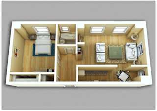 Floor Plan 1 Bed, 1 Bath #219-619