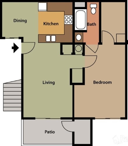 Floor Plan  Great sized one bedroom  at The Oaks Apartments, Upland