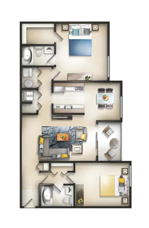 Floor Plan  2 Bed 2 Bathroom Manor Madison Floor plan at The Residences at the Manor Apartments, Frederick, MD