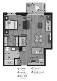 Floor Plan  1 bedroom 1 bathroom apartment floor plan at La Voile Pointe-Claire in Pointe Claire, QC