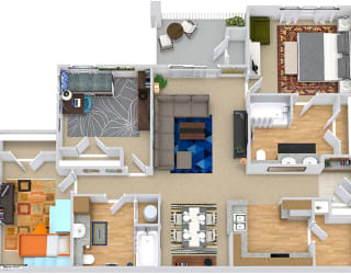 Sweetgrass 3D. 3 bedroom apartment. Kitchen with bartop open to living/dinning rooms. 2 full bathroom, double vanity in master. Walk-in closets. Patio/balcony.