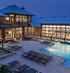 Outdoor pool at twilight