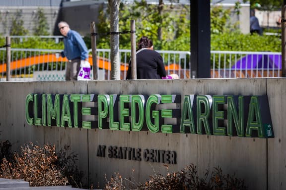 Climate Pledge Arena at Seattle Center near Artix Apartments in Seattle, Washington