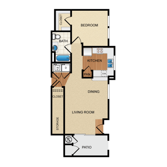 Havarra 1 Bedroom 1 Bathroom Floorplan at Santa Rosa Apartments, Wildomar, CA, 92595