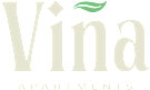 A logo for Vina Apartments with a green leaf design.
