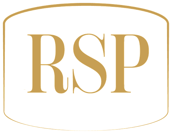 A logo with the letters RSP in a golden color.
