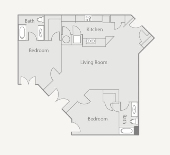 a drawing of a 1 bedroom apartment with a floor plan