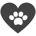 A paw print is centered in a heart shape.