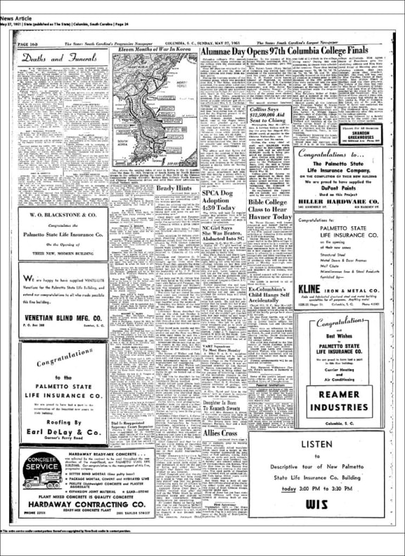 Article in an old newspaper at The Lady, South Carolina