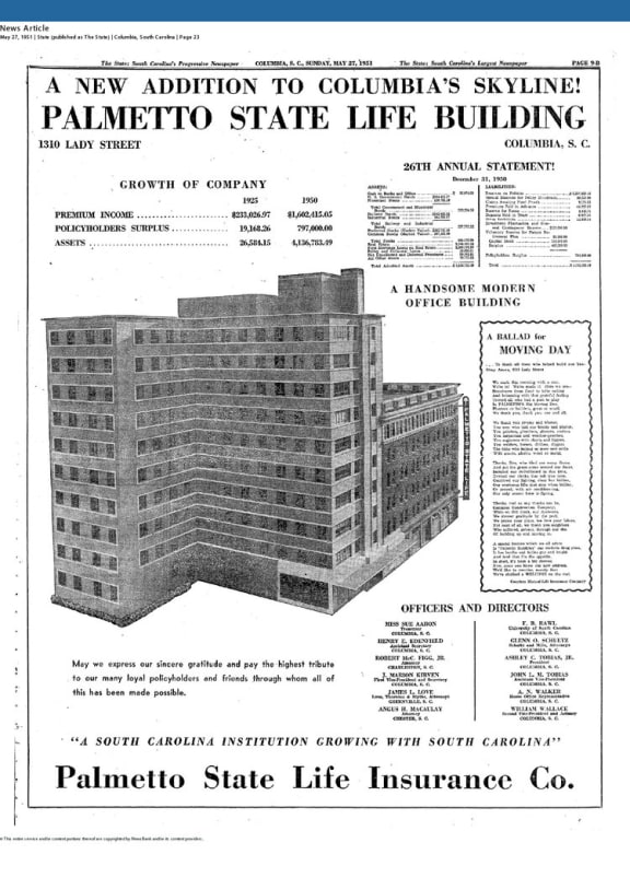 Article in an old newspaper at The Lady, South Carolina