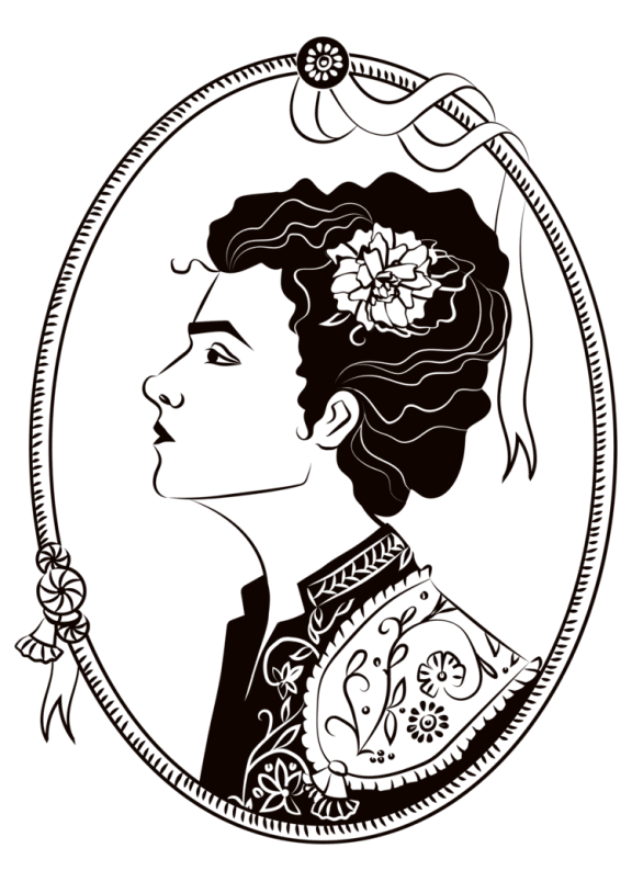 an illustration of a woman in a mirror at The Matadora, Savannah, GA 21995