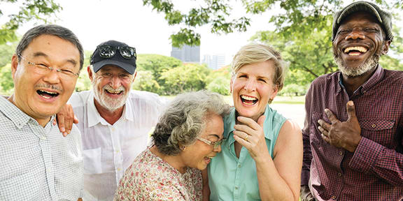 a group of people laughing