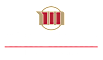 A graphic with a beige background and a red and white striped pattern.