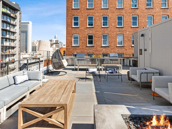  Rooftop lounge with firepit at TL Residences in San Francisco, CA