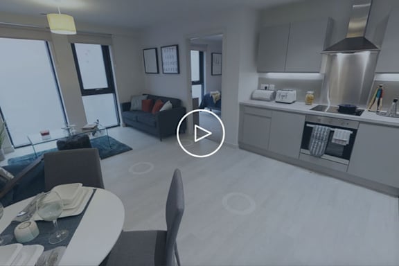 virtual tour 3d tour of a 3 bed apartment at The Trilogy Apartments, Manchester, M15 4RU