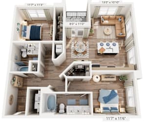 Two Bed floorplan at The River, Chester