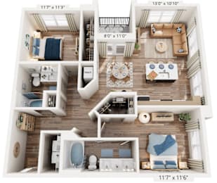 Two Bed floorplan at The River, Chester