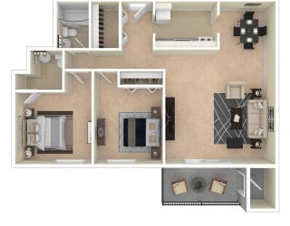 Laurel Village Apts 2 Bed 1.5 Bath floor plan