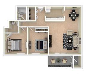 Laurel Village Apts 2 Bed 1.5 Bath floor plan