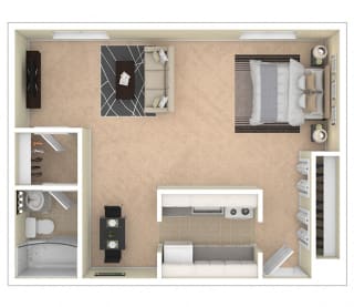 Laurel Village Apartments Studio floor plan